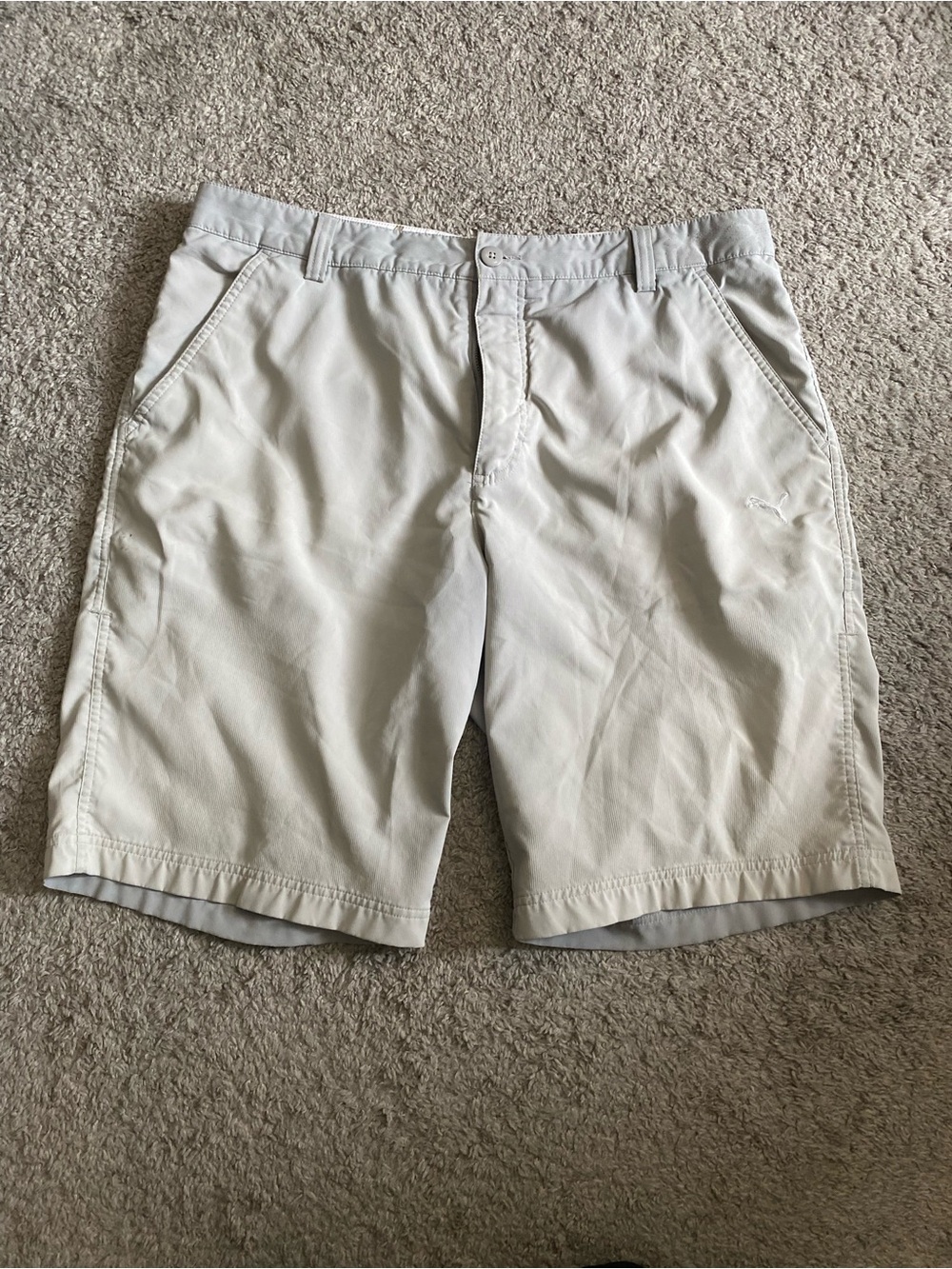 Puma Men's Light Beige Flat Front Shorts
